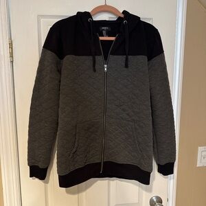 Men’s forever 21 zip up black and gray diamond stitch hoodie